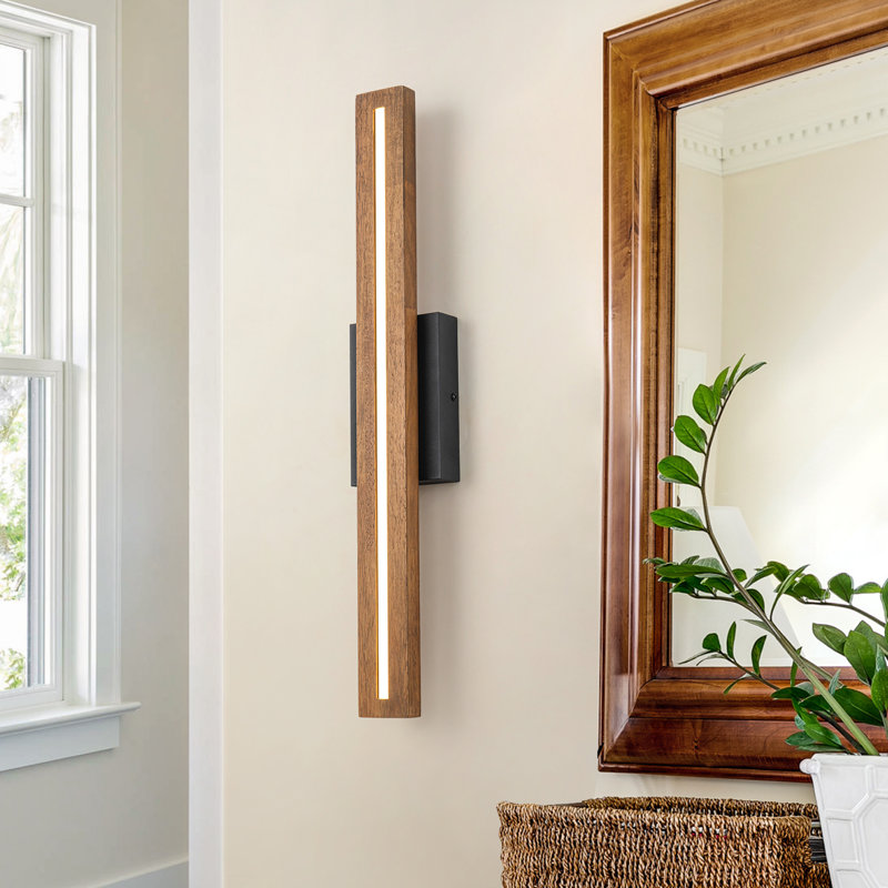 Dimmable 25.2"H LED Wood Wall Sconce