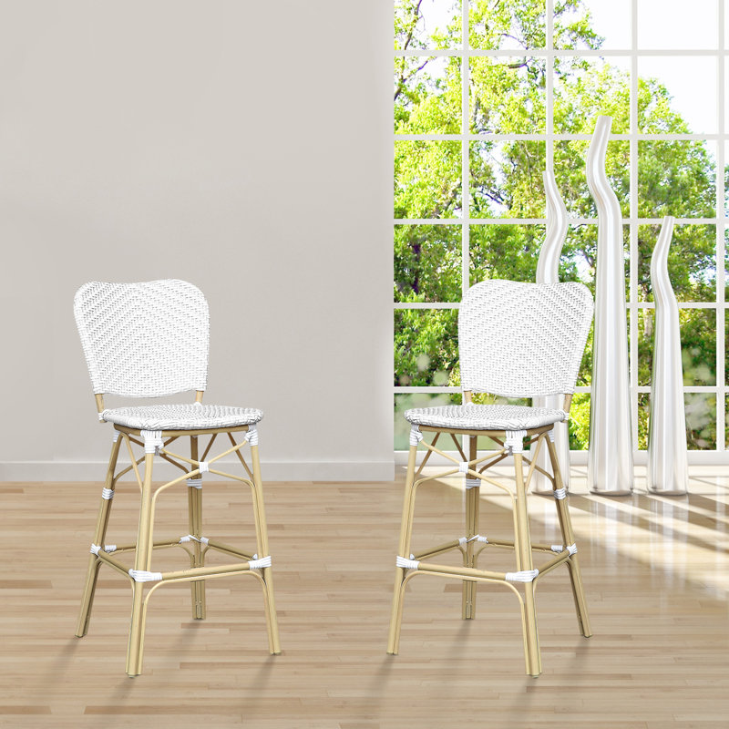 Chaise de bar d'extérieur en aluminium Anjanette, chaise, Blanc