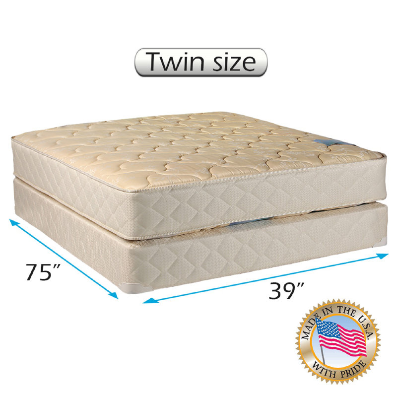 Alwyn Home Emna Two-Sided 9'' Firm Gel Memory Foam Mattress and Bed Frame Box Spring, Twin