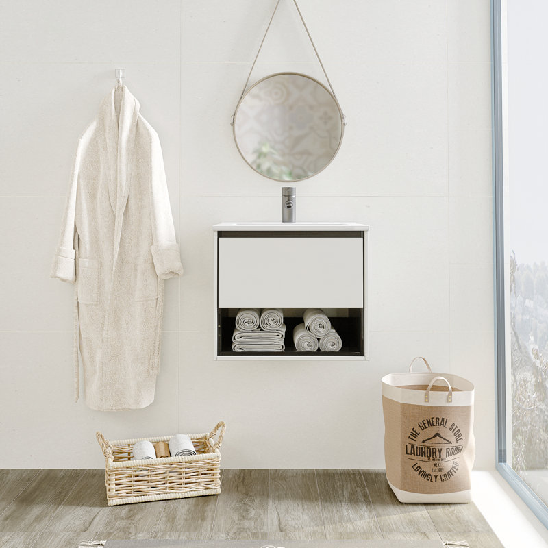 Ensemble de meuble-lavabo simple 24 po, Blanc / gris