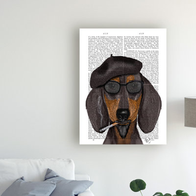 Hipster Dachshund by Fab Funky - Print on Canvas