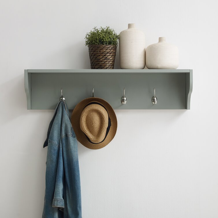 Crestshire 1 Piece Rectangle Floating Shelf with Hooks Laurel Foundry Modern Farmhouse Finish: Gray