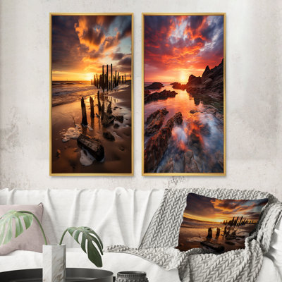 "Beach Photo Sables d'or", 2 pièces sur toile