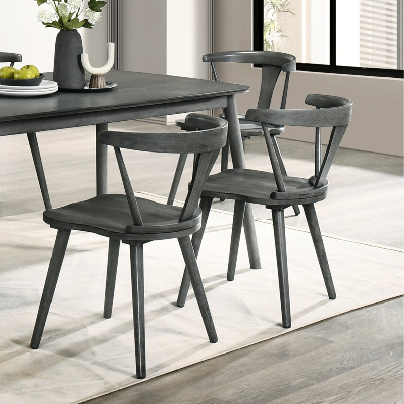 Kersten de 2 chaises d'appoint rustiques en bois d'hévéa gris pour la cuisine et la salle à manger Installation simple et rapide avec deux sièges supplémentaires polyvalents en bois massif dans la chambre