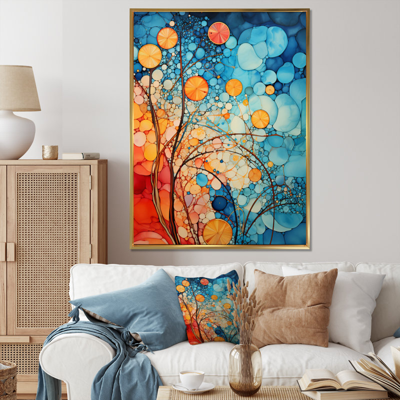 Mosaïque abstraite sur toile, H 20 po x l 12 po x P 1 po, Cadre flottant doré