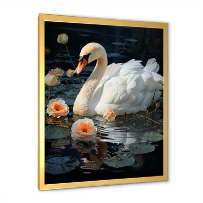 «Peaceful Swans Family I» - Décoration murale animaux cygnes