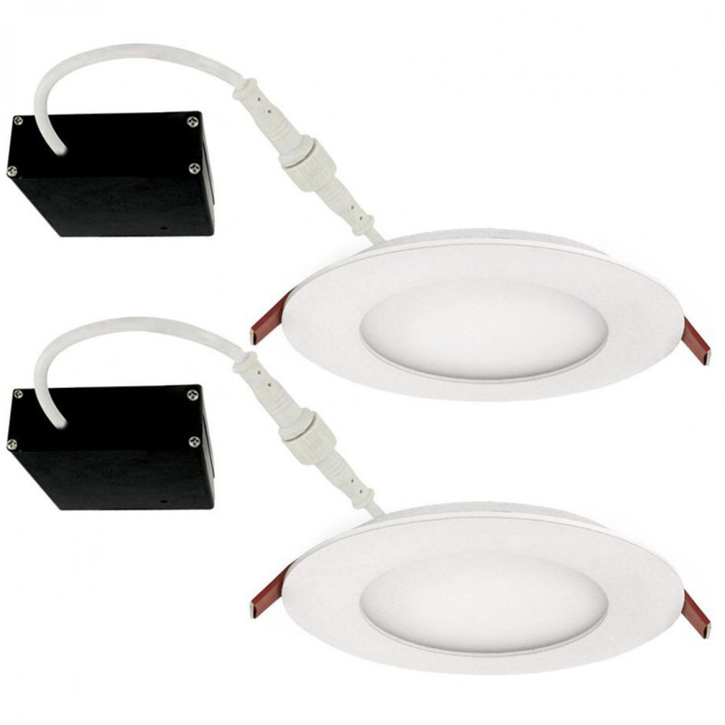 Plafonnier mince 4 pouces avec boîte de jonction 6000k, paquet de 2