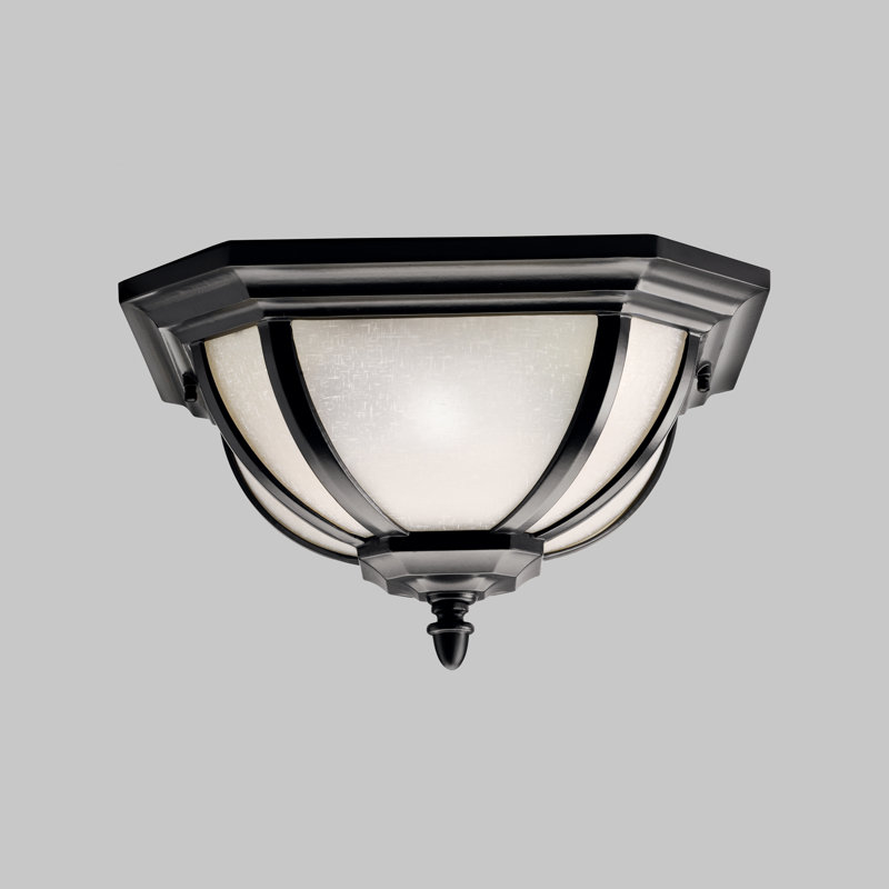 Fairchild Glass Flush Mount, Black, White Linen