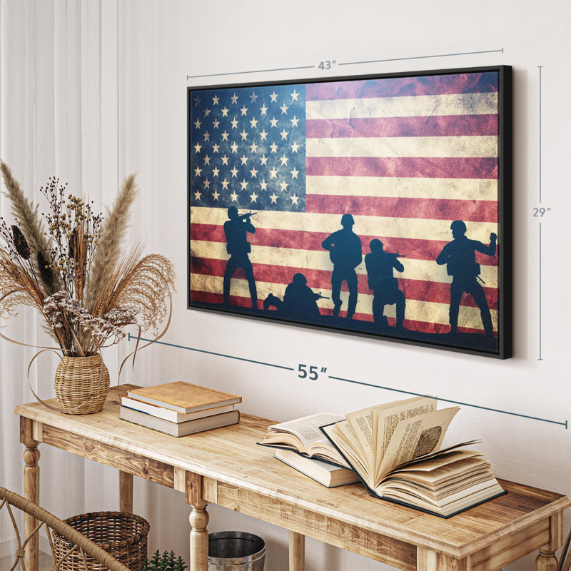 Impression sur toile militaire Grunge US, H 29 po x l 43 po