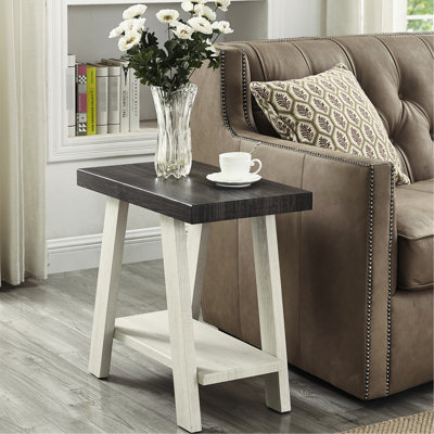 Table d'appoint moderne en bois anthracite et beige - Design contemporain