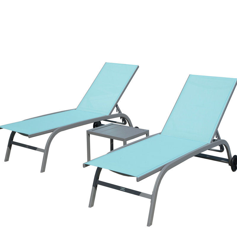 Ensemble de 3 chaises longues d'extérieur