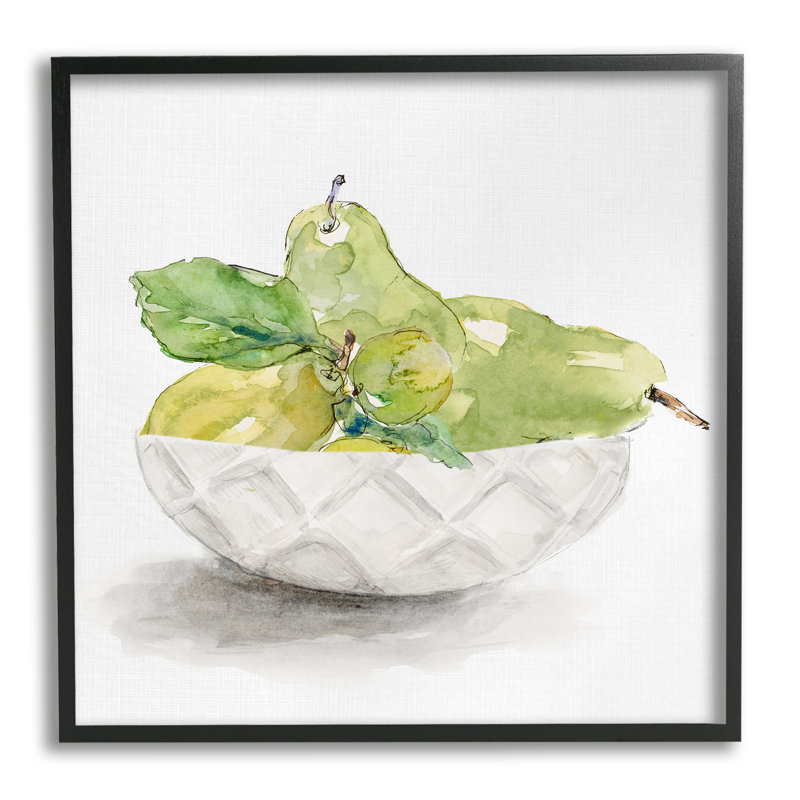 «Pear Bowl», peinture encadrée sur bois, impression, Giclée encadrée noir minuit, H 12 po x l 12 po x P 1,5 po