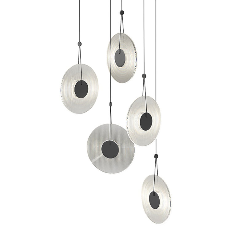 Meclisse 5 - Light LED Cluster Pendant, Clear, Satin Black