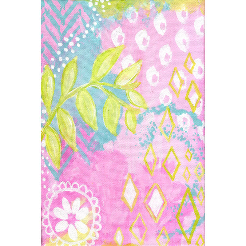 « rose abstract leaves » par jill lambert, reproduction d’art sur toile tendue, H 18 po x l 12 po x P 1,5 po