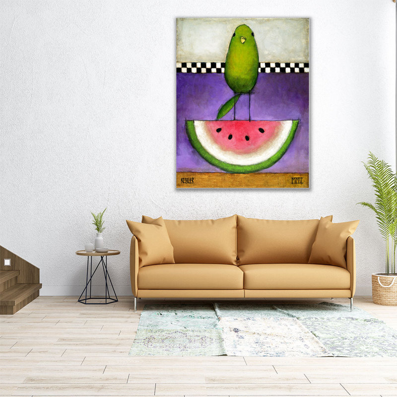 Watermelon Bird - reproduction d'art sur toile, H 40 po x l 32 po