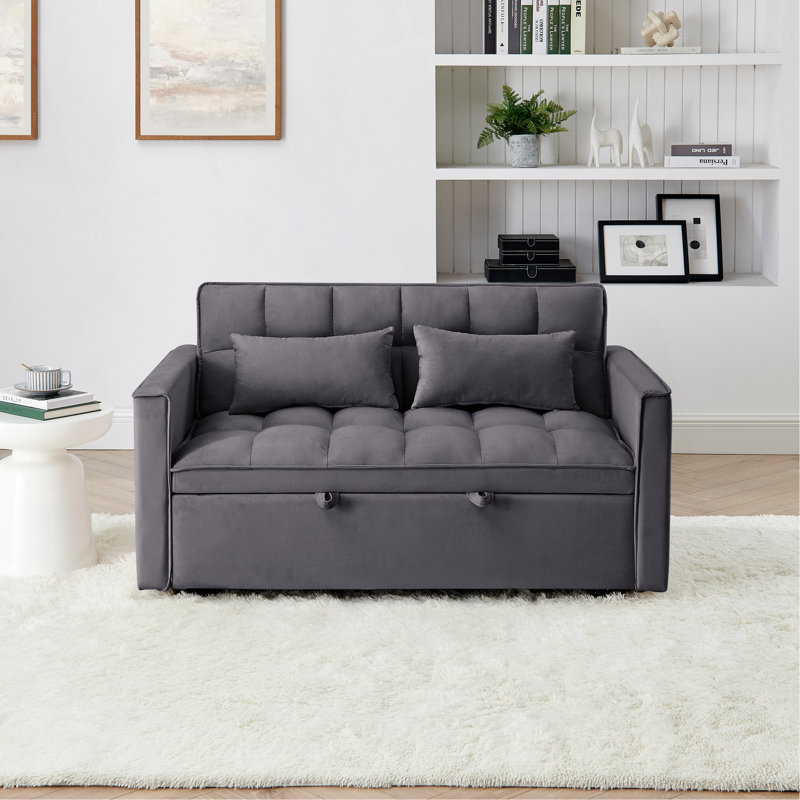 54,33 po Canapé-lit pliable polyvalent en 3 longueurs, canapé-lit moderne, canapé-lit en velours, dossier réglable (GRIS)