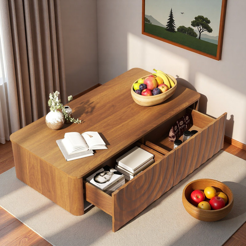 Table basse 2 tiroirs Modern, Brun
