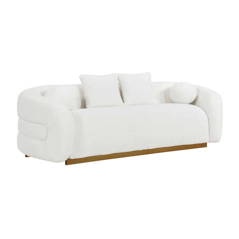 Luxueux canapé de salon avec coussins en tissu d'ameublement en tissu d'ameublement blanc