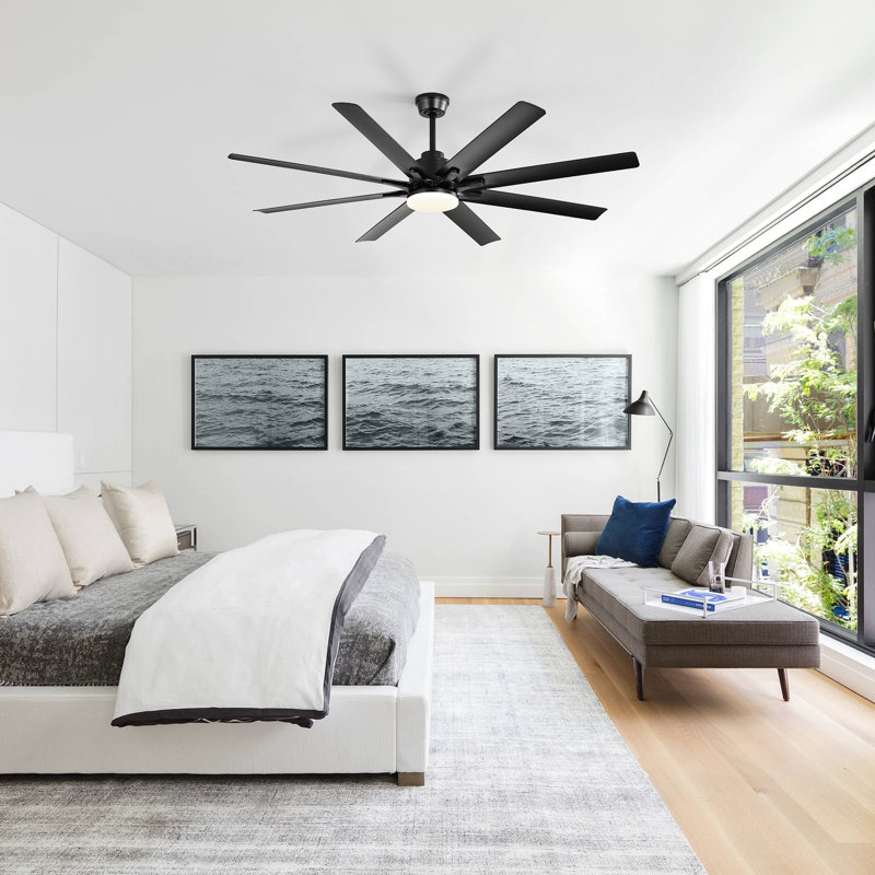 Ventilateur de plafond avec lumière - 8 pales en ABS, lumière DEL à 3 couleurs à intensité variable de 18 W, pour le salon et la chambre à coucher