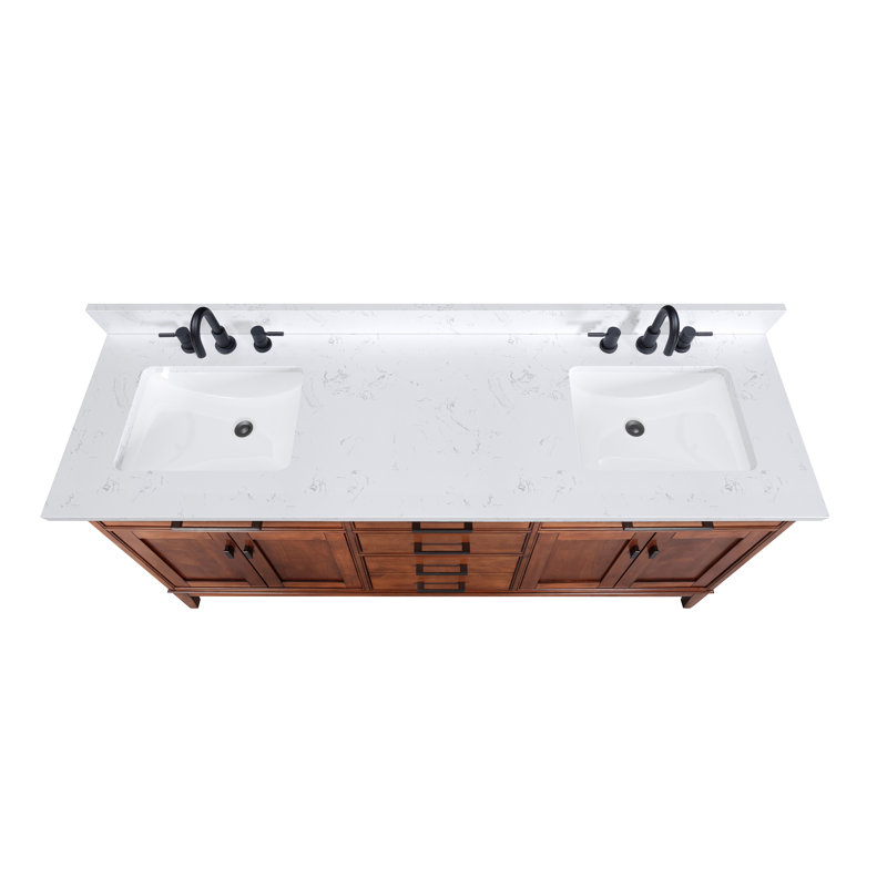 Madison 72" Double Bathroom Vanity Set, Tobacco, Cala White