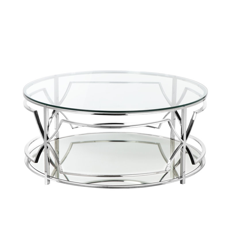 Edward Glass Coffee Table, Steel