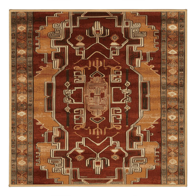Tapis art déco brun lavable à la machine