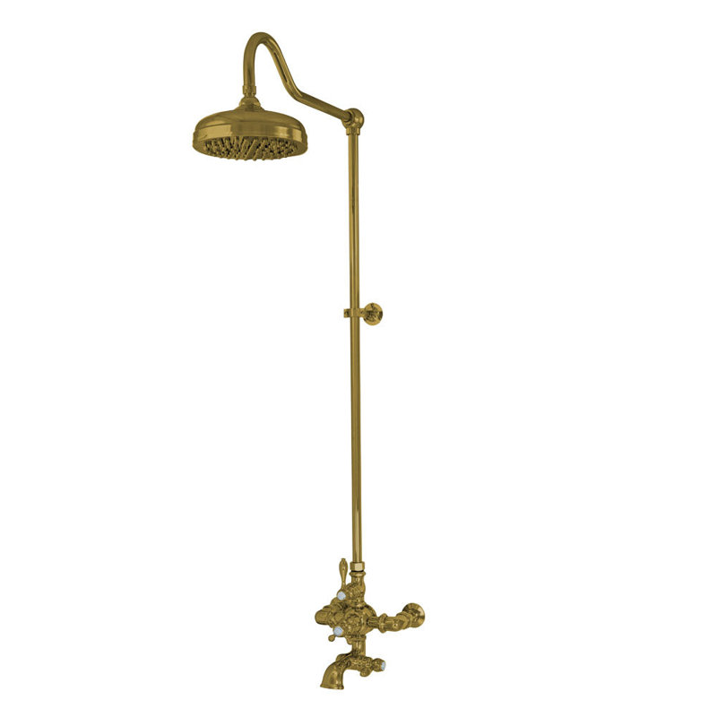 Système de douche thermostatique avec bec de baignoire par Strom Living P0903S, Laiton ultra enduit
