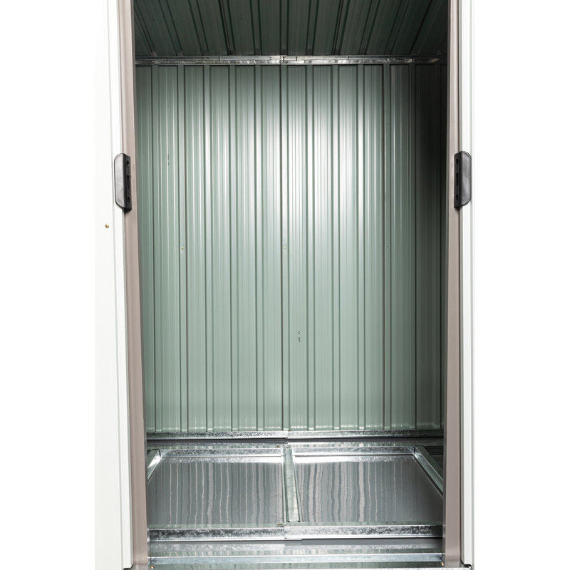 6Ft X 4Ft Iron Outdoor Storage Shed - Galvanized Frame, To Harsh Elements, Sliding Door Metal With Strong Construction, Protected Panels