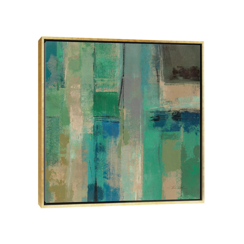 «Emerald Fields II» par Silvia Vassileva - reproduction d'art, Aucun mat, Toile encadrée d'or, H 18 po x l 18 po x 1,5 po