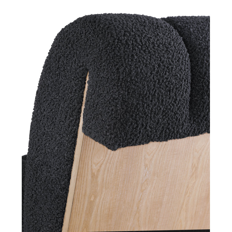 Fauteuil de chambre l 25,5 po Chaylee, Imitation peau de mouton noire, Brun