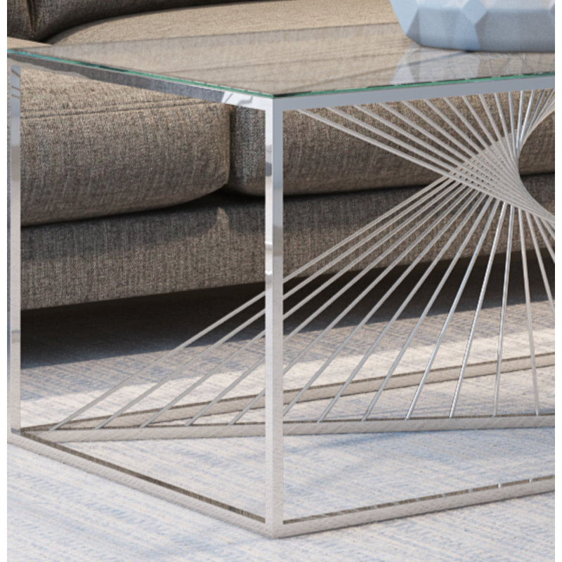 Fairhope glass coffee table, Silver, Clear