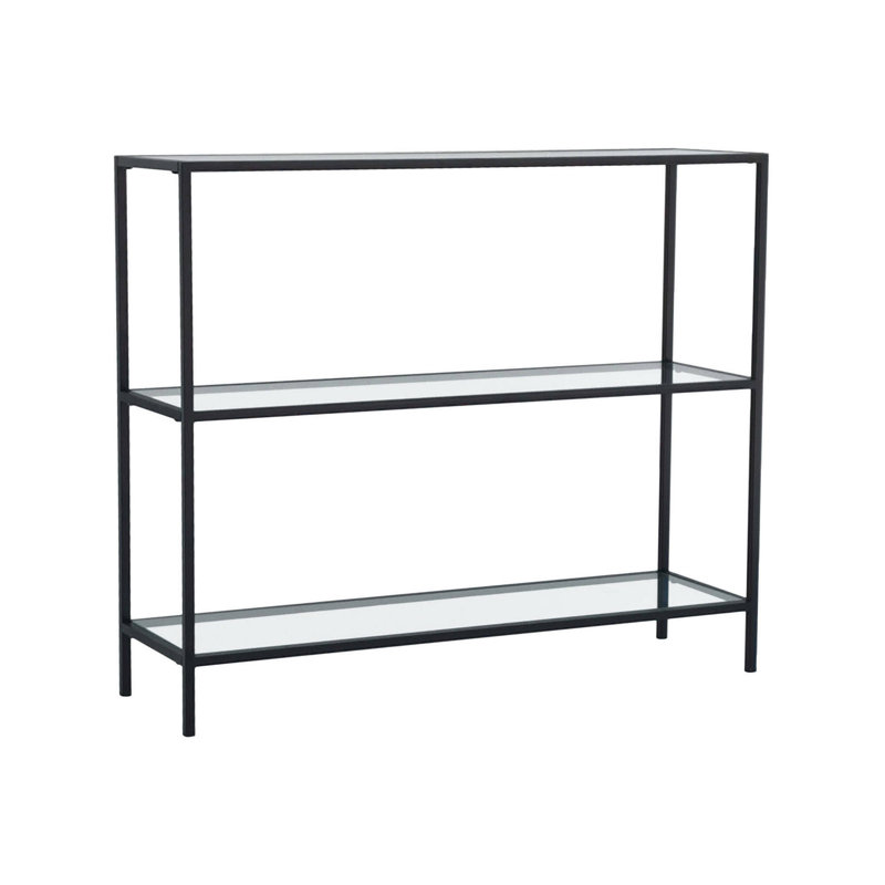 Aariyana 100cm W Glass Shelving Unit, Black/Silver
