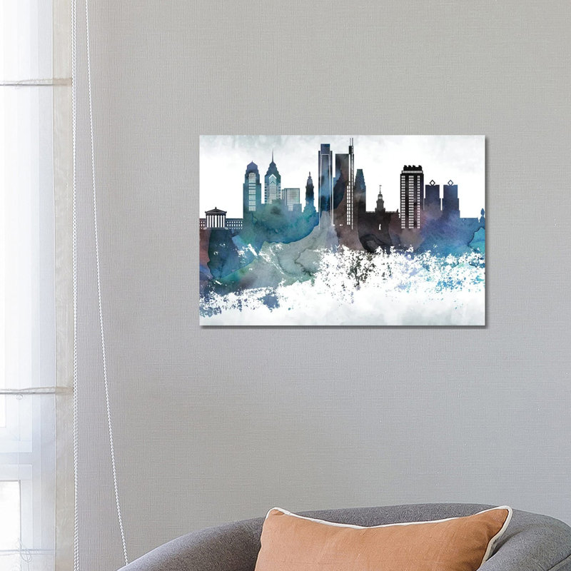 Philadelphia Bluish Skylines - Wrapped Canvas Print, 45.72cm H x 66.04cm W
