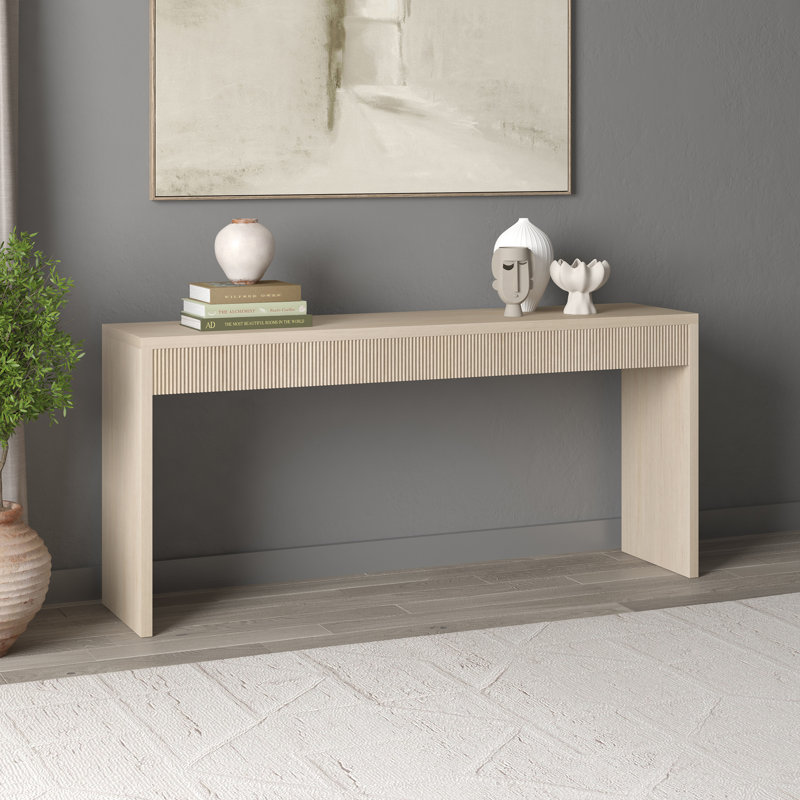 Lawrence Fluted Console Table, Alder White, 29.5" H x 64" W x 15" D