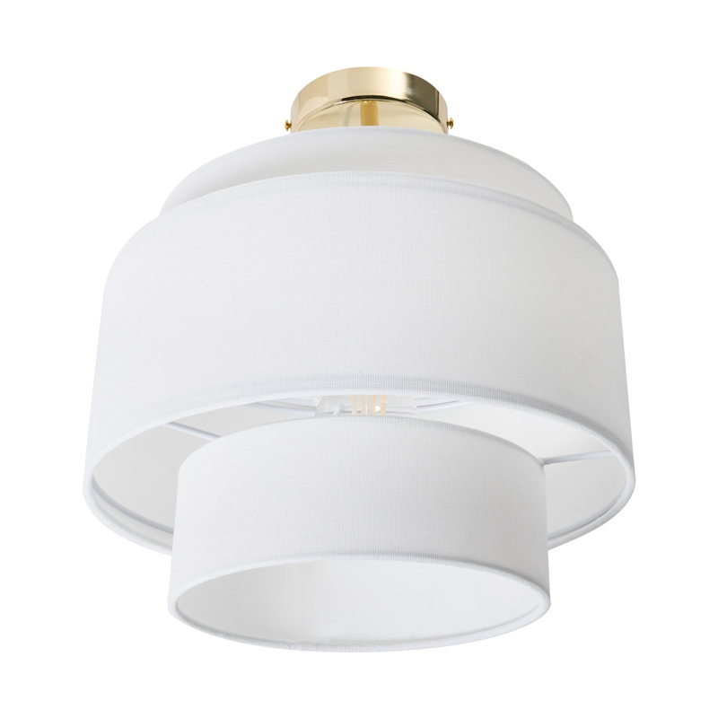1 - Light Gold Drum Pendant, White