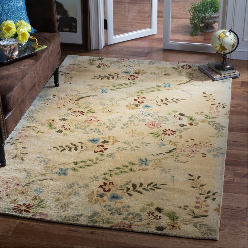 Jakahri Metro Hand Tufted Wool Pile Floral Rug, Rectangle 4' x 6'