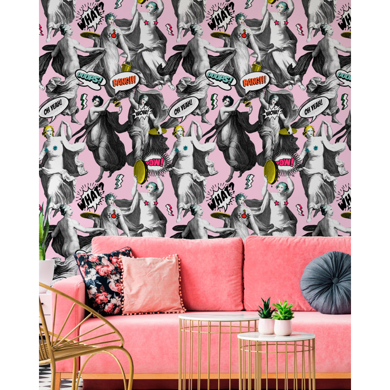 Nouvelle Pop Wallpaper Roll, Yellow/Pink/Black