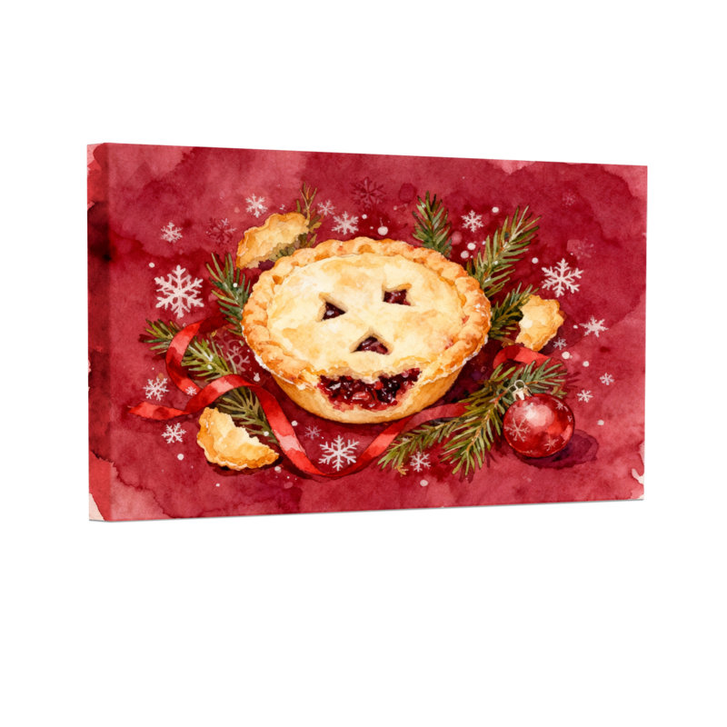 «Christmas Christmas Pie» avec flocons de neige et branches de pin, ensemble de 3 impressions sur toile, H 20 po x l 30 po