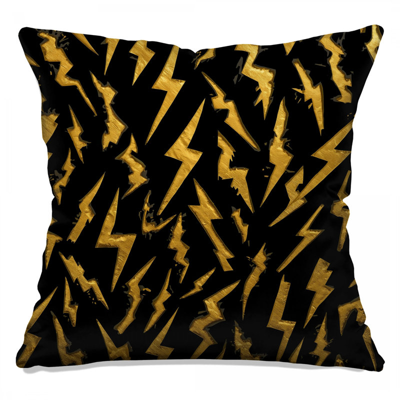 Coussins décoratifs dorés Lightning Bolts, 14 x 14 inches
