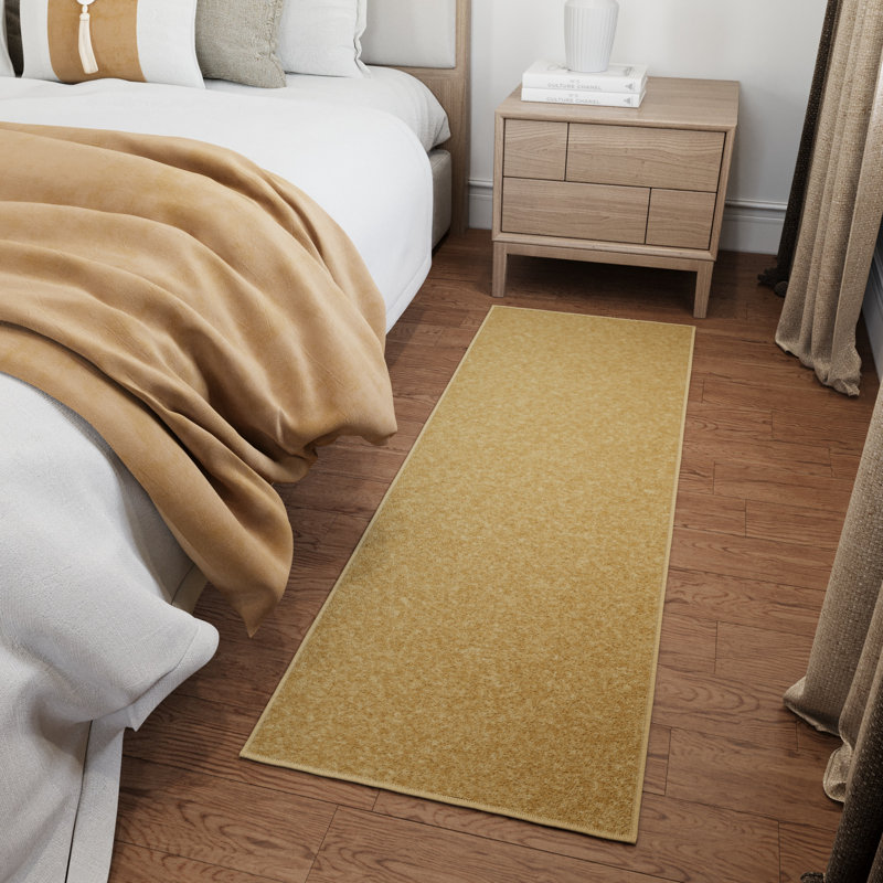 Beige Polyamide Non-Slip Rubberback Runner Rug for Kitchen