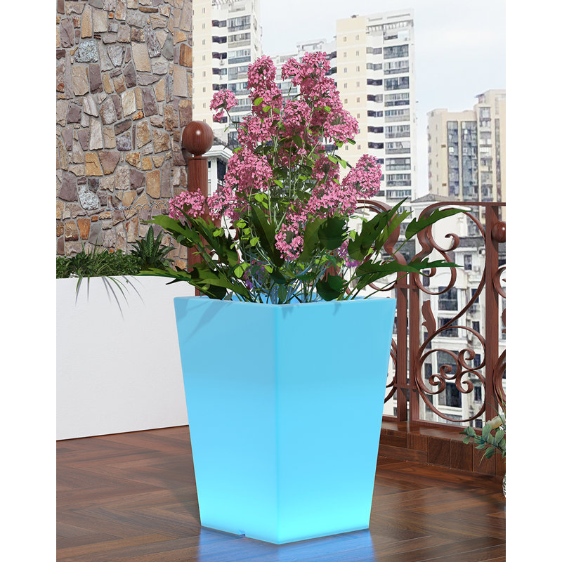 Rechargeable LED Planter with Remote & 16 Color Options, 28.35" H x 18.11" W x 18.11" D