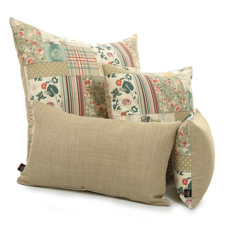 Chateau Patchwork Square Cushion, 55cm x 55cm, Beige