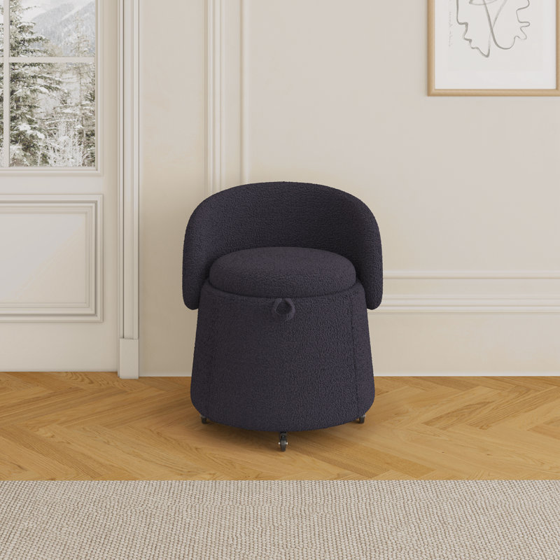 Fionna Upholstered Ottoman, Gray Polyester Blend