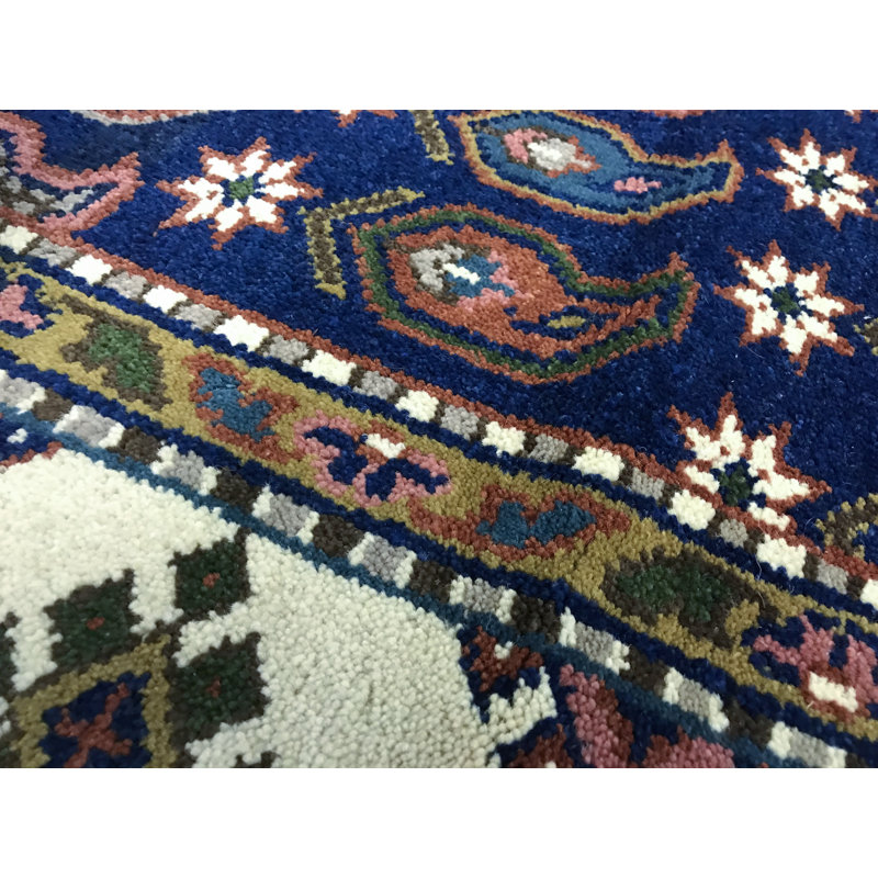 Hand-Knotted High-Quality Blue Area Rug, Rectangle 5'10" x 8'8"