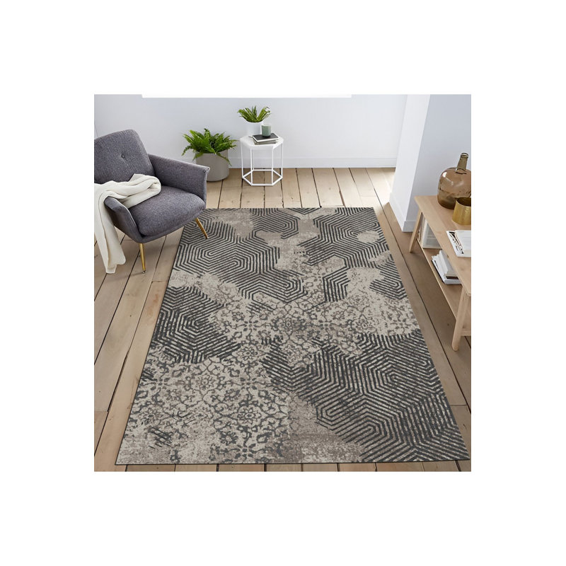 Tapis décoratif lavable à la machine beige, Sous-tapis rectangulaire de 3 pi 3 po x 4 pi 11 po