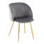 Chaise contemporaine en métal doré et velours argenté - ensemble de 2