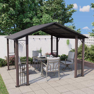 11 pi. L 13 pi. D Pavillon de jardin en aluminium avec toit à pignon