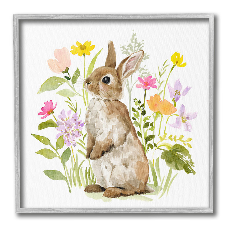 "Bunny In Spring Nature" par Victoria Barnes sur toile, H 24 po x l 24 po, Estampe numérique Farmhouse