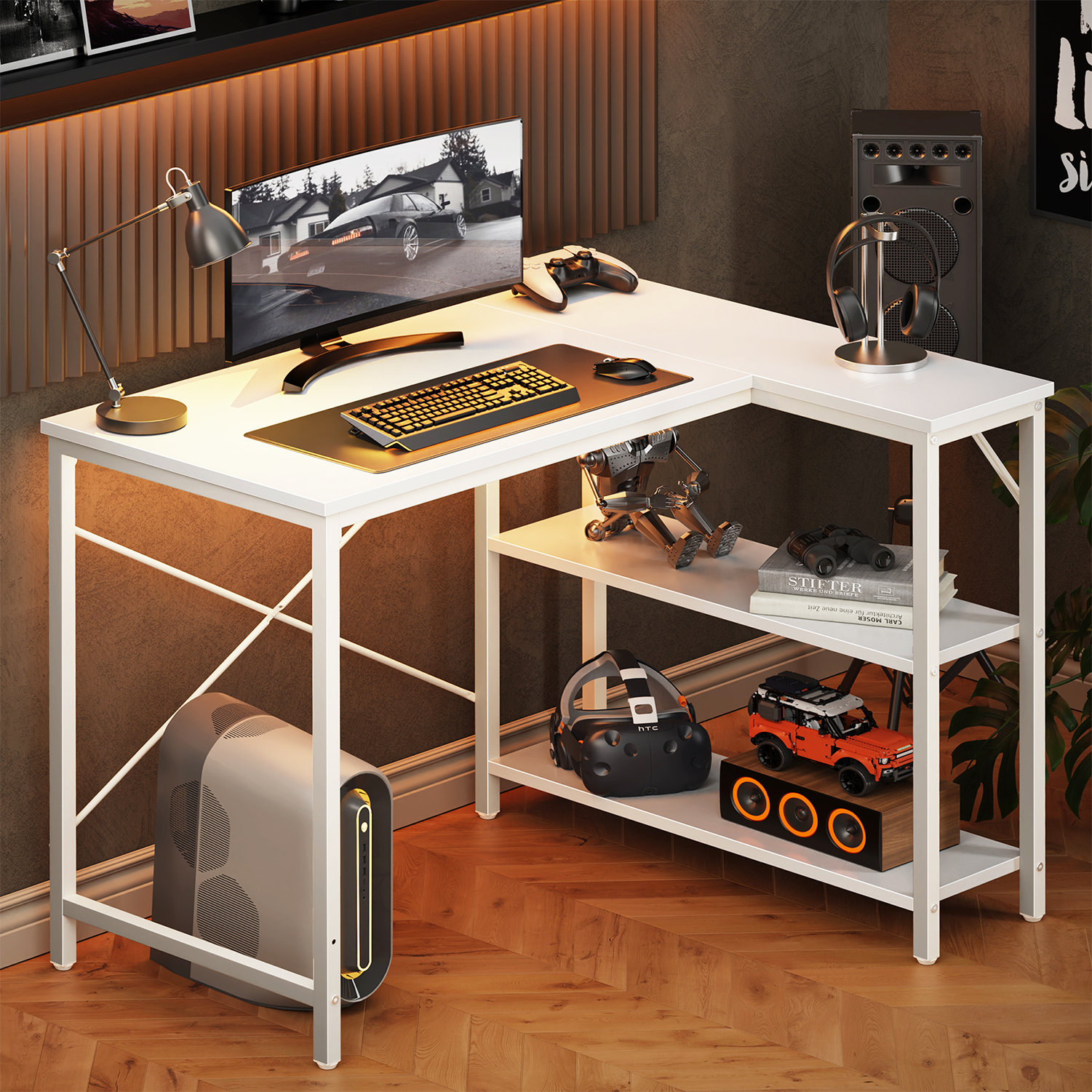 17 Stories Desk for Gaming, L Shaped Desk, Computer Desk, Small Desk ...