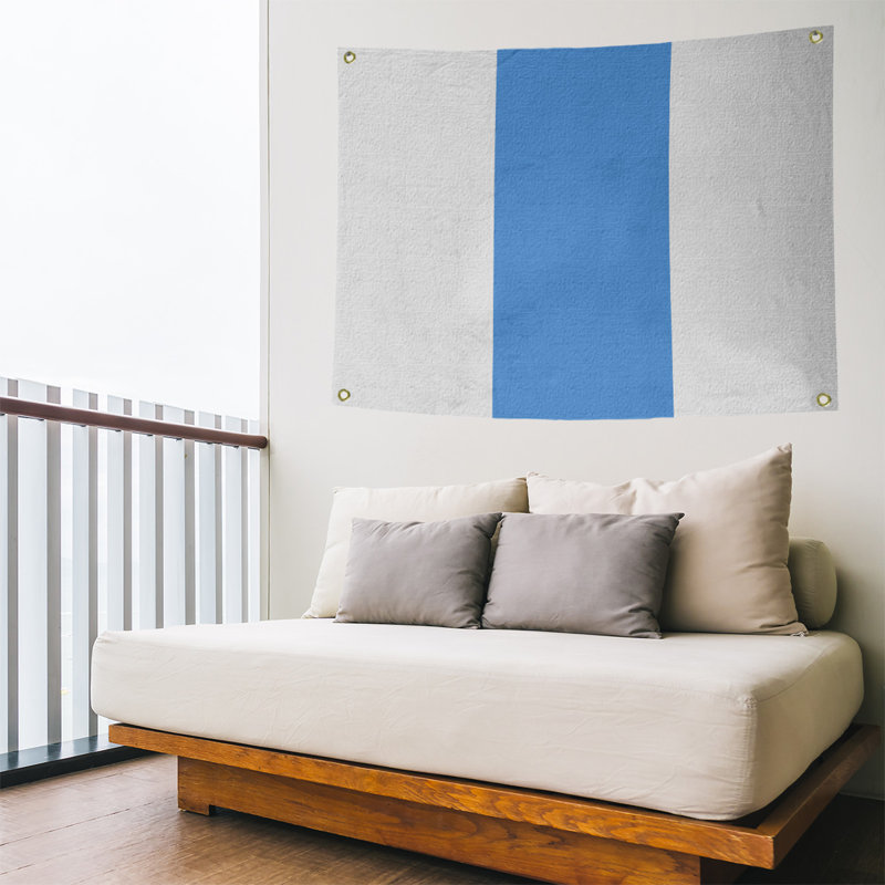 Tapisserie tennessee en polyester, H 50 po x l 59 po, Blanc / Bleu